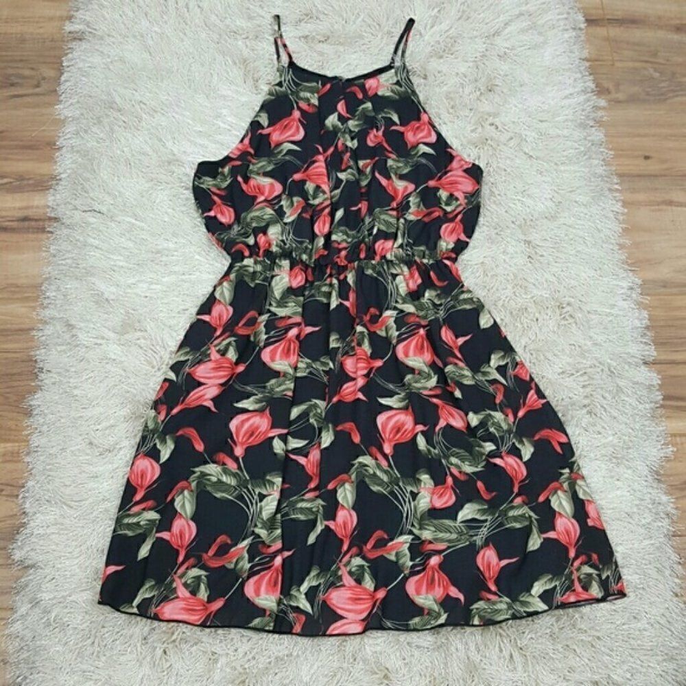 Style Rack Women's Fit &‎ Flare Dress Flower Print  Size Medium Halter Neck - Picture 5 of 7
